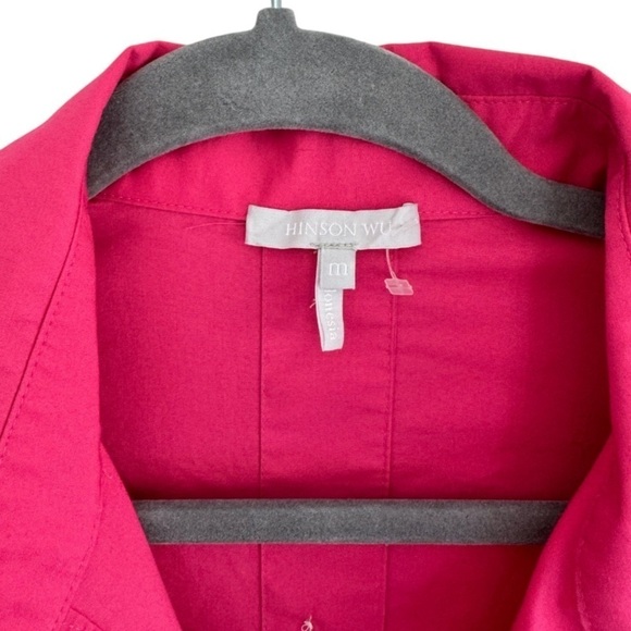 Hinson Wu Aileen 3/4 Sleeve Button Back Top 6 Magenta Pink - Picture 8 of 9